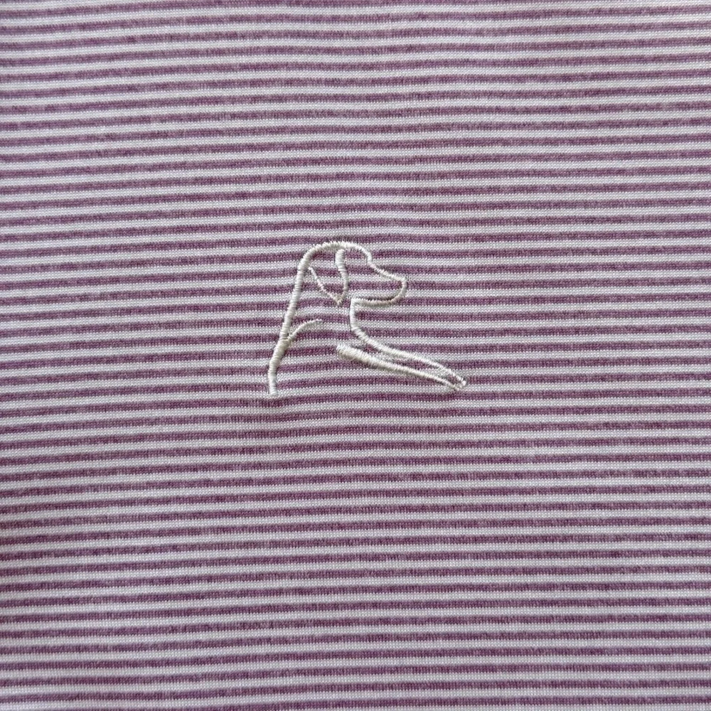 Rhoback Polo Shirt Mens Large Purple Striped Performance Golf Short Sleeve